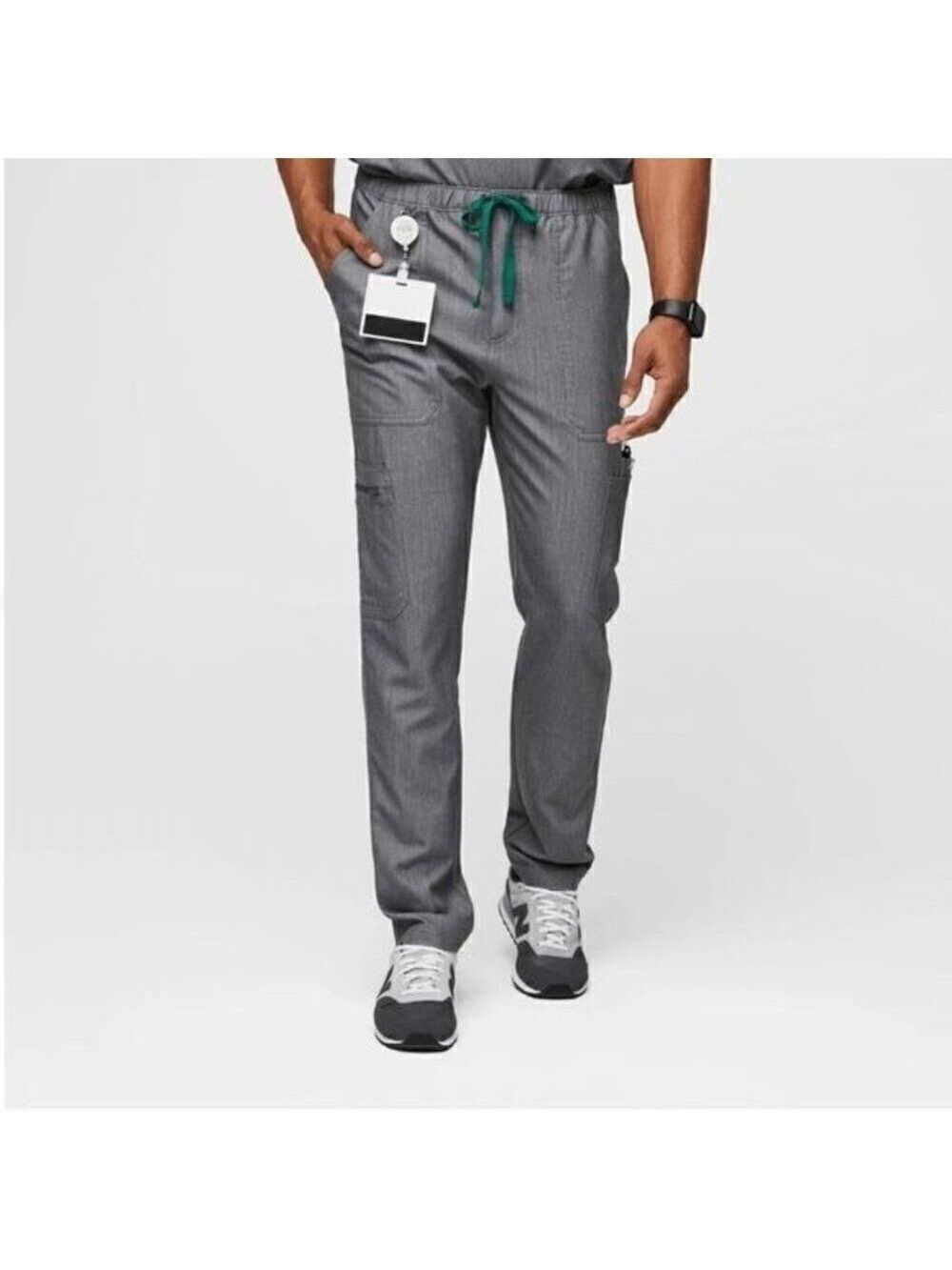 Figs Cairo Cargo Pants Straight Leg Graphite Gray Elastic/Tie Waist Scrubs S